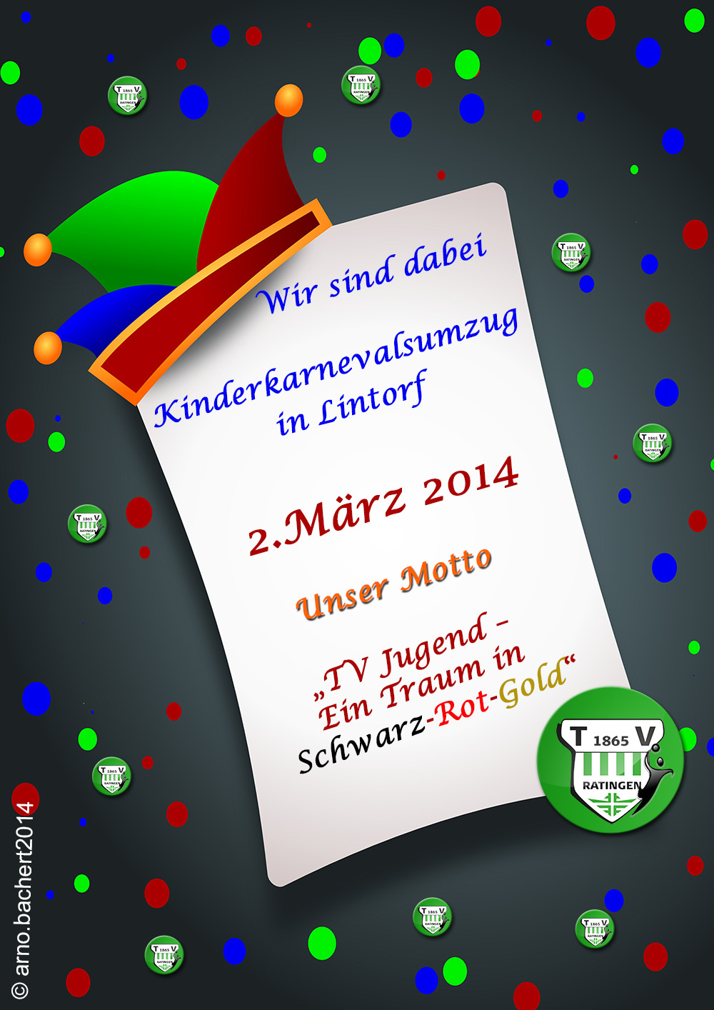 Der TV Ratingen lädt  zum  Kinderkarnevalsumzug 2014 ein.